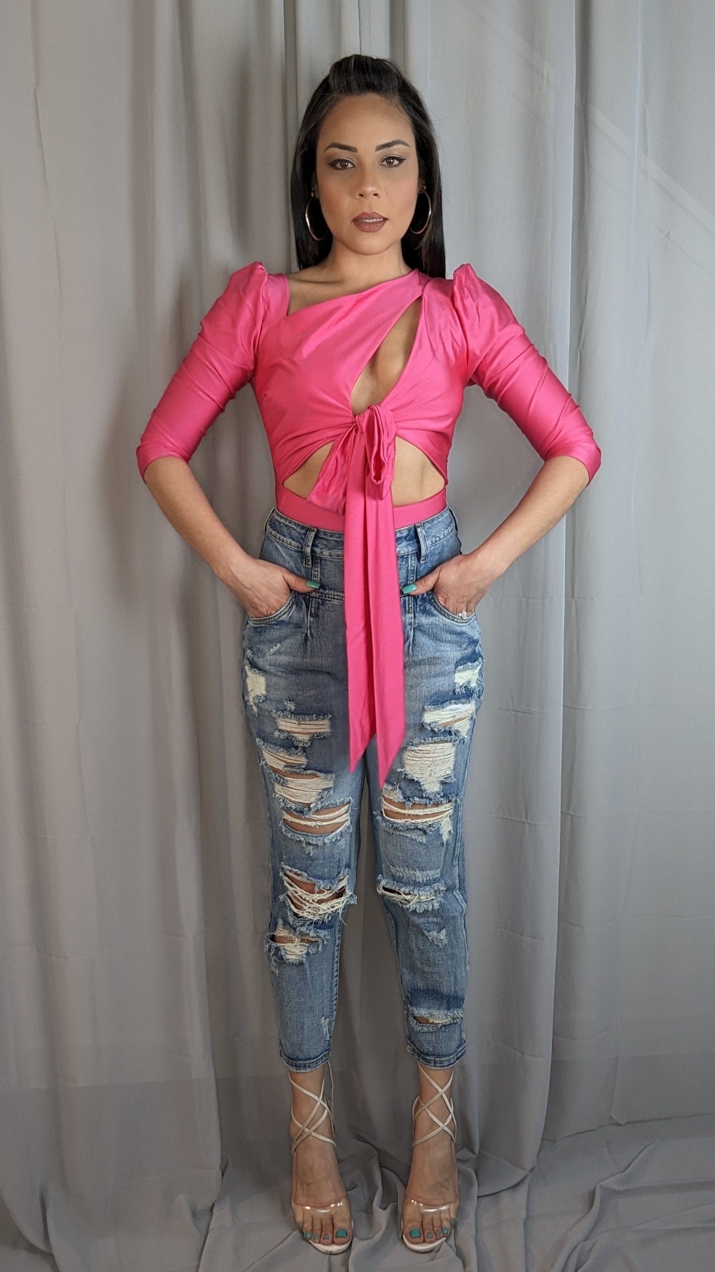 Fuchsia Puff Sleeve Bodysuit